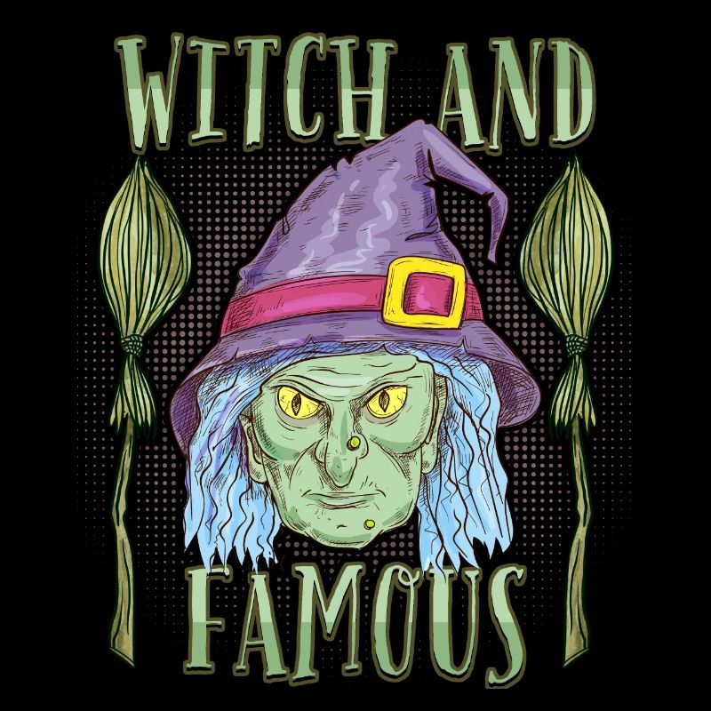 Comic Hexe mit Hexenbesen, lustiger Spruch, Pun