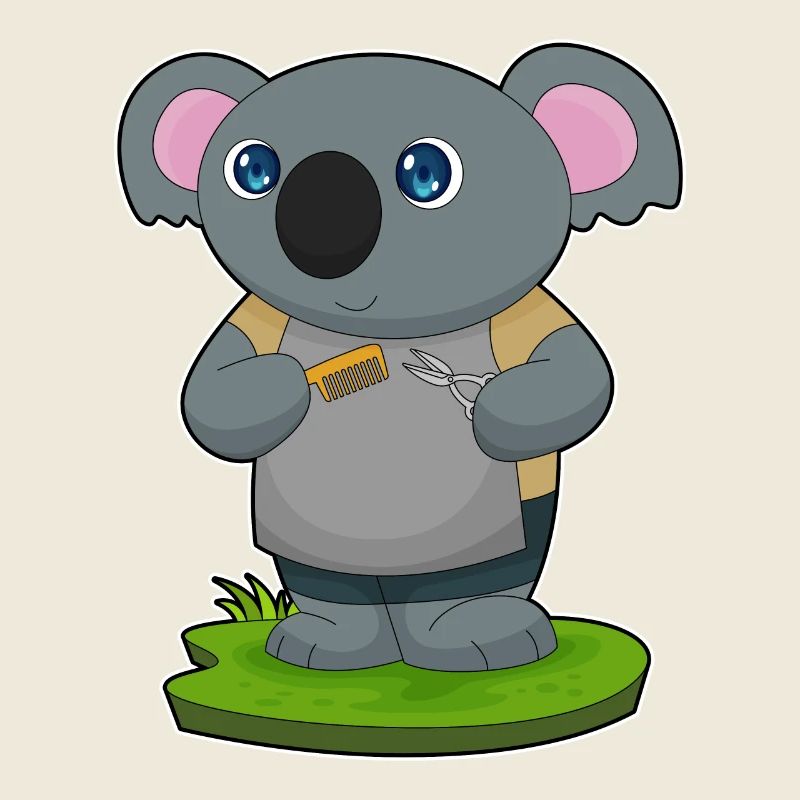 Koala Friseur Schere Kamm