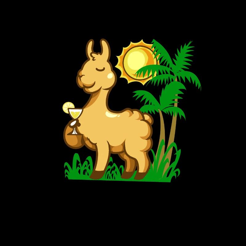 Comic Lama dégustant un cocktail