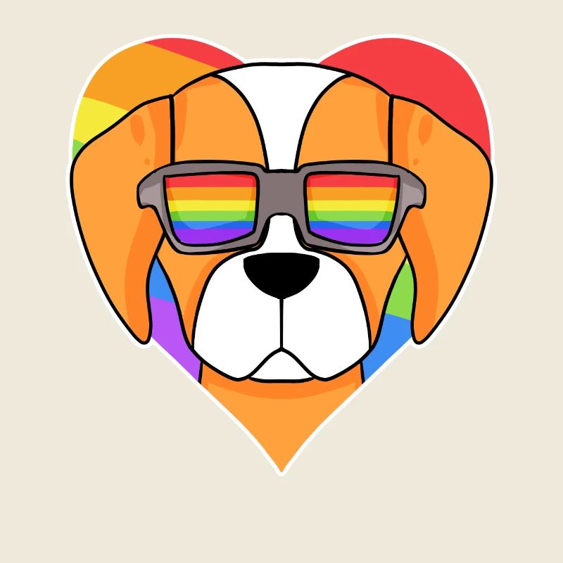 Regenbogen - Hund Epagneul Breton mit Brille