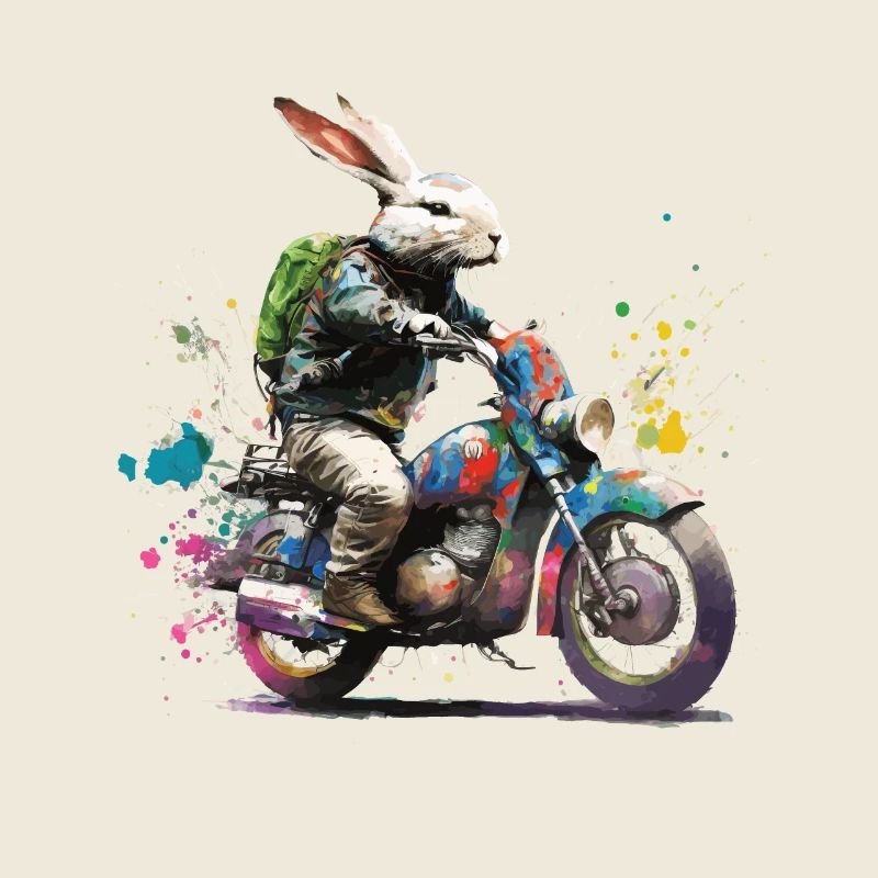 Graffiti Hase auf Motorroller Motorrad