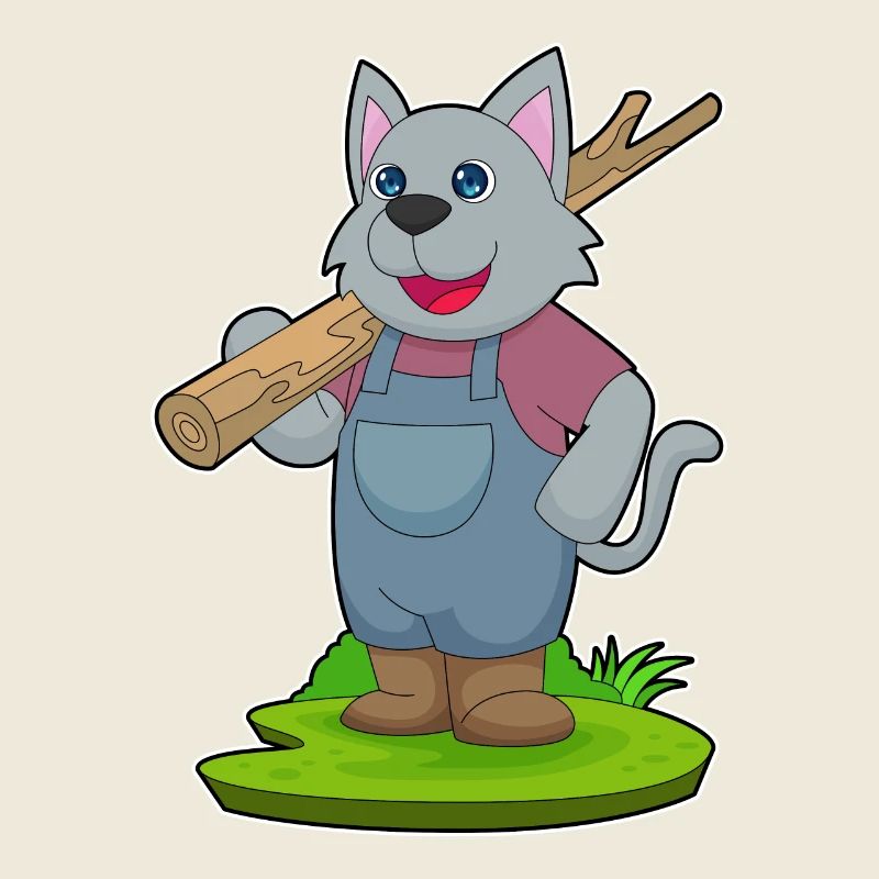 Cat Farmer Tree Trunk