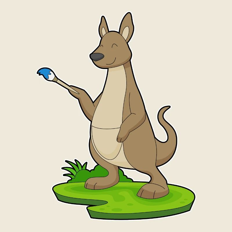 Kangaroo Painter Brush Painting