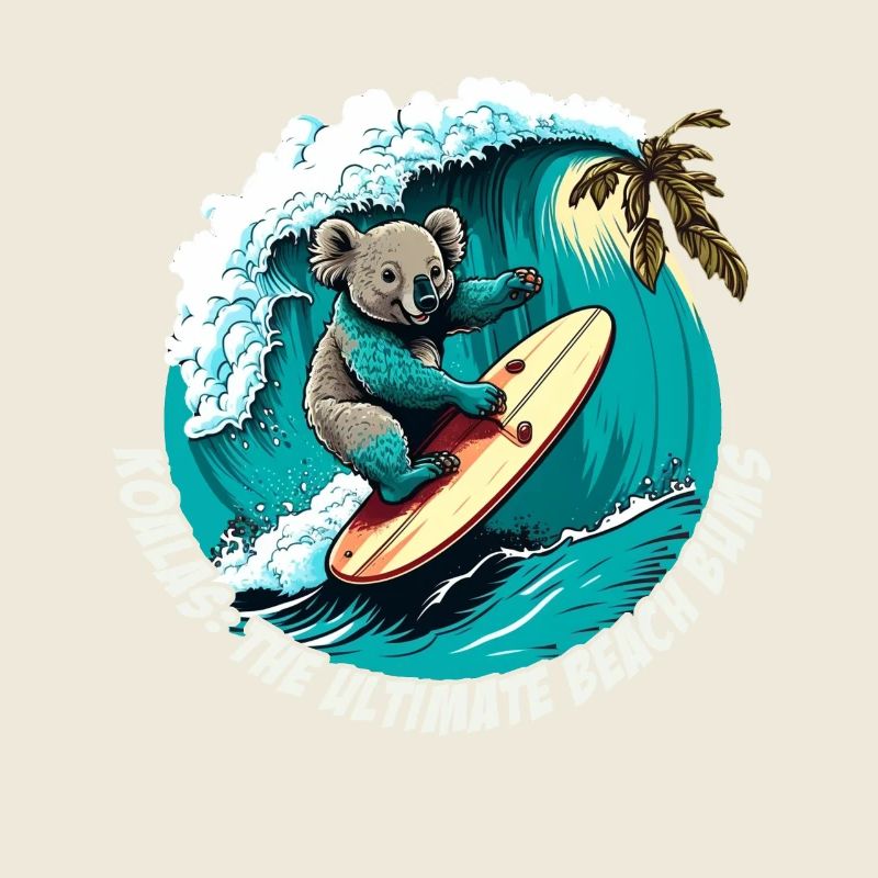 Beach Bums Koala has fun surfing