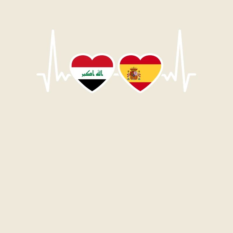 Irak Spanien Herzschlag Flagge Spanisch Iraker