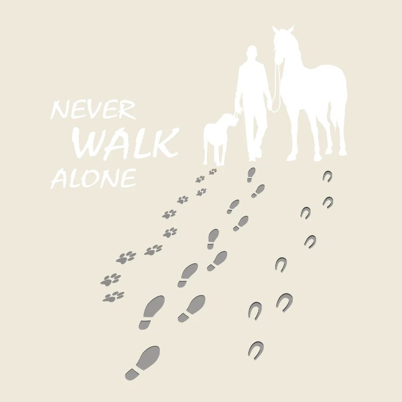 Never walk alone - Hund Pferd Reiter, Backprint