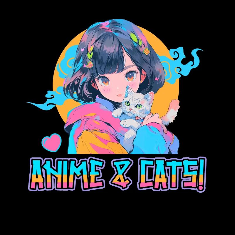 Anime and Cats Kawaii Mädchen Anime