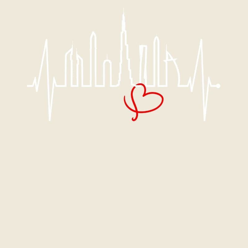 Dubai Skyline Heartbeat Burj Khalifa Silhouette