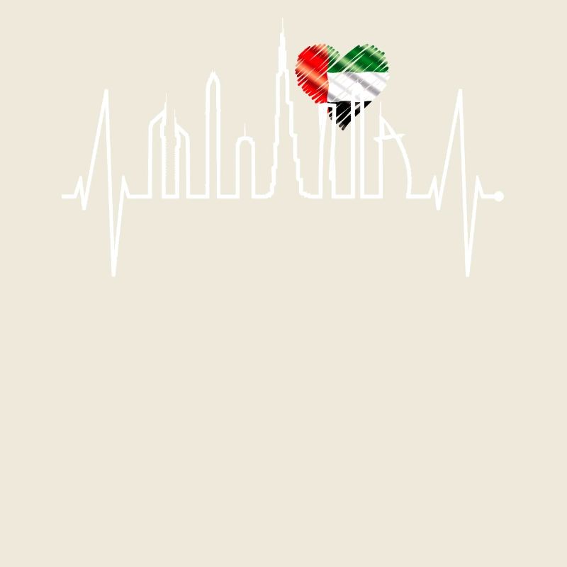 Dubai skyline heartbeat Burj Khalifa UAE flag