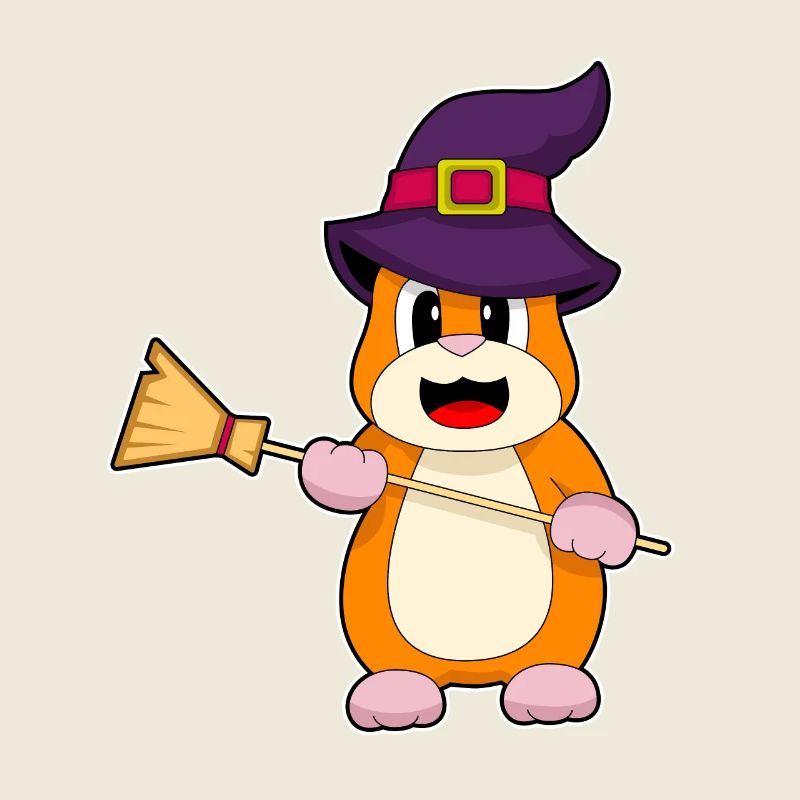 Hamster Halloween Witch Broom