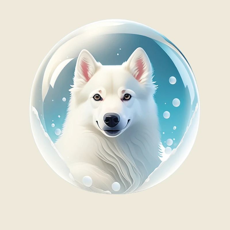 Mignon berger blanc dans une bulle de savon