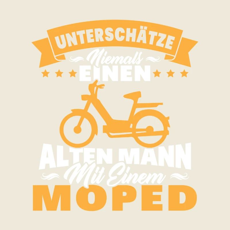Alten mann mit einem Moped