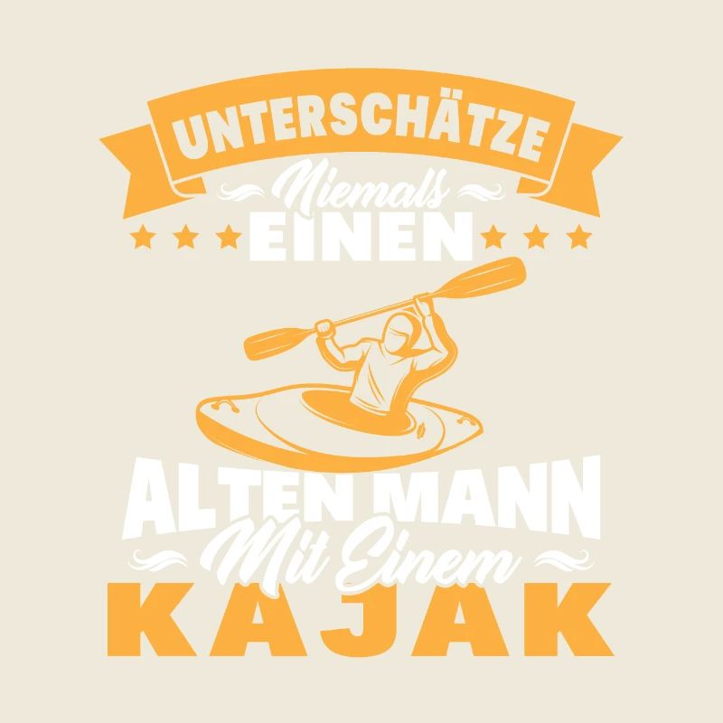Alten mann mit einem Kajak