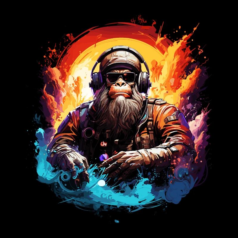 Cooler Affe in der Galaxie - Farbenfroher Affe Outer Space