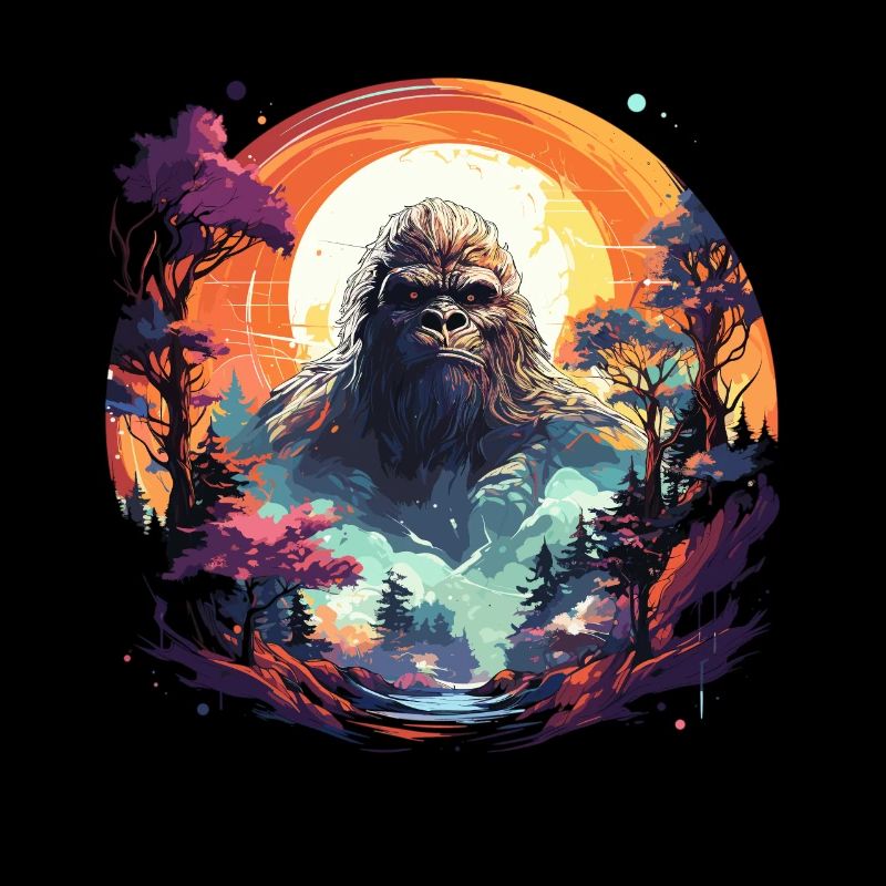 Bigfoot Nature Conception graphique colorée - Sasquatc