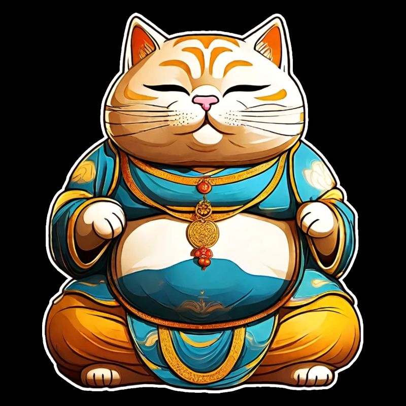 Gros chat en position de Bouddha