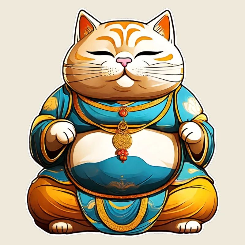 Gros chat en position de Bouddha