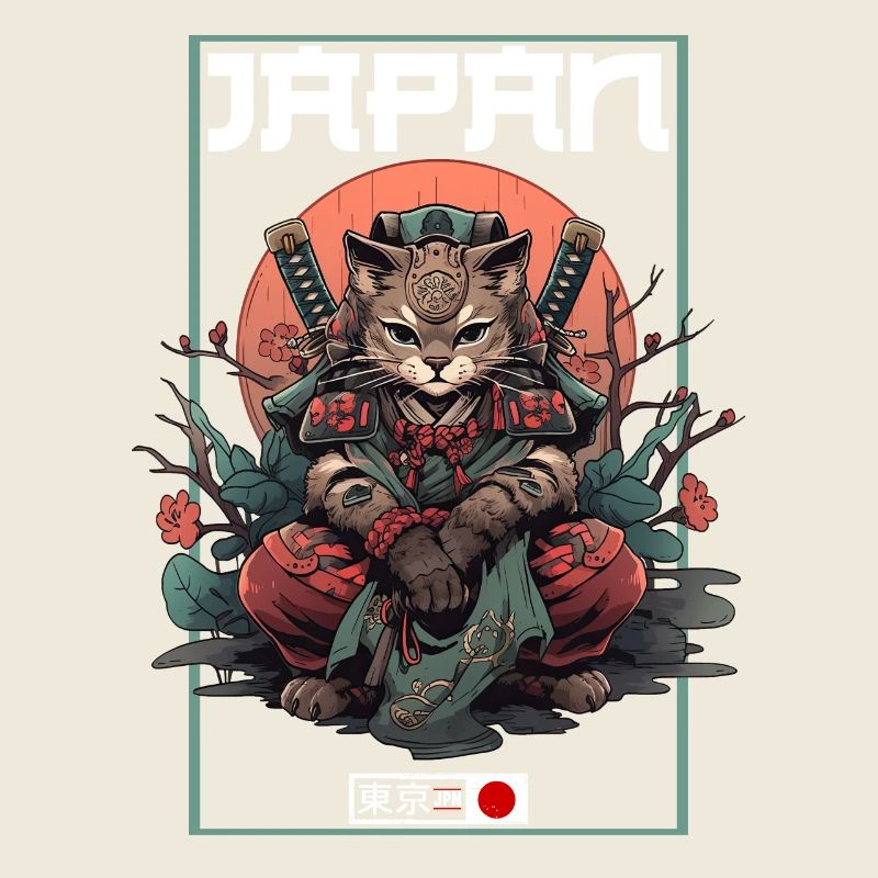 Asia Cat Japanese Samurai Samurai