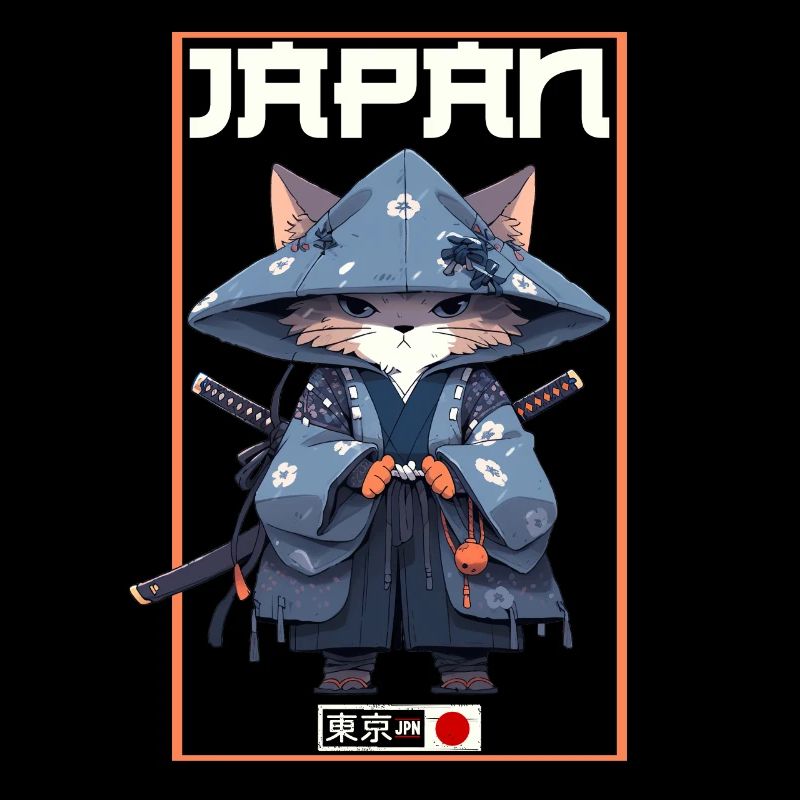 Asia Cat Japanese Samurai Samurai