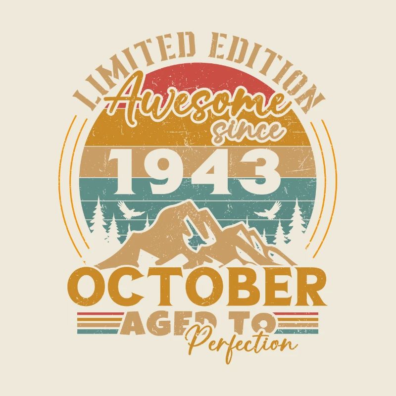 October 1943 vintage retro anniversary 1943