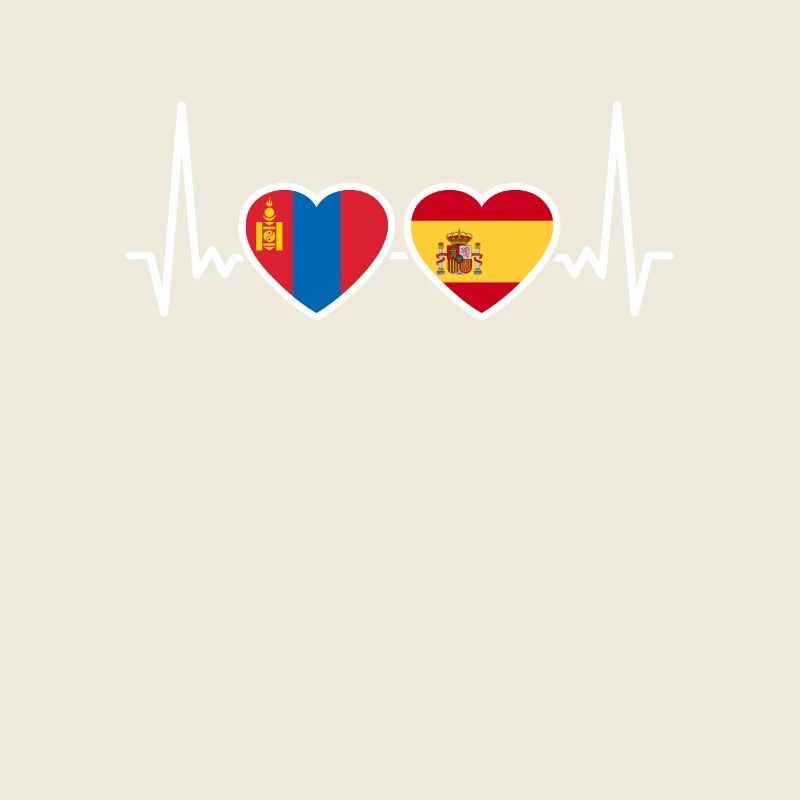 Mongolie Espagne Heartbeat Flag Mongolis