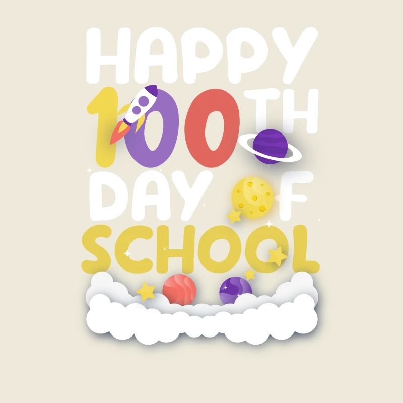 Joyeux 100e jour d’école Space Planet Funny