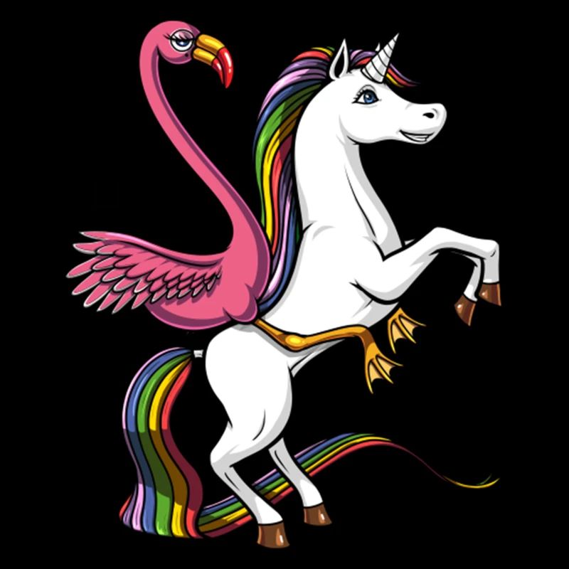 Flamingo Bird Riding Magical Unicorn