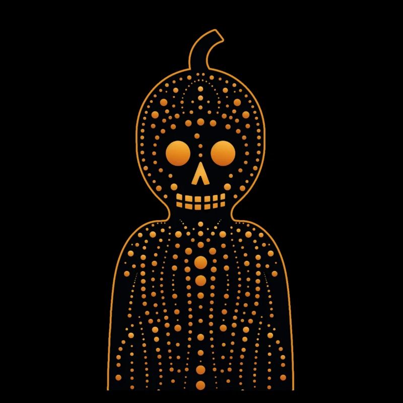 An Orange Gingerbread Man, Halloween, dots