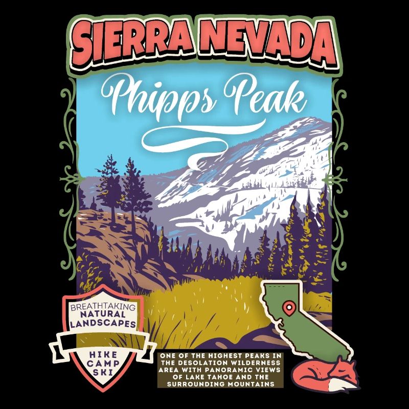 Nevada Poster, Phipps Peak, Retro California Stil