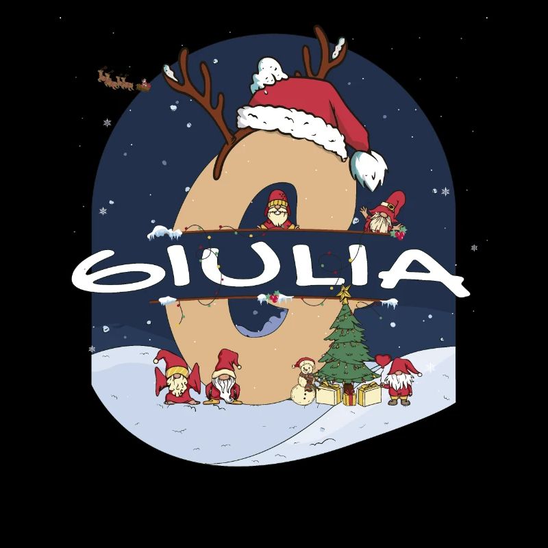 Génial nom Giulia w chapeau de père Noël dans le thème de Noël