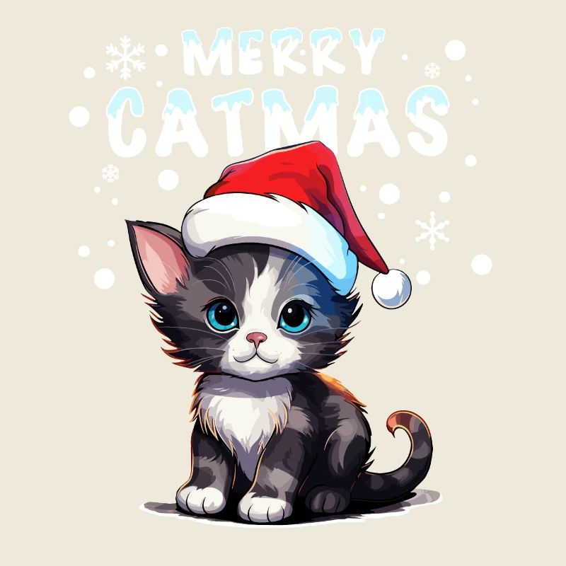 Chat mignon dans la neige célébrant Noël