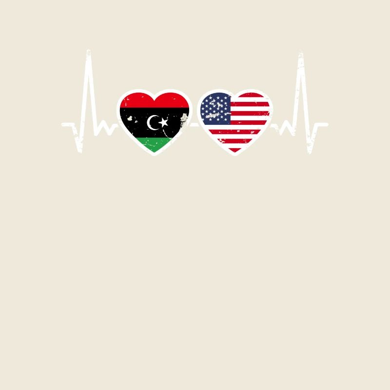 Libye USA Vintage Heartbeat drapeau libyen