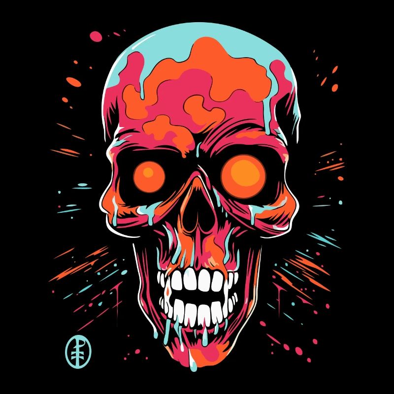 FarbtropfendeSpritzer und ein Totenkopf