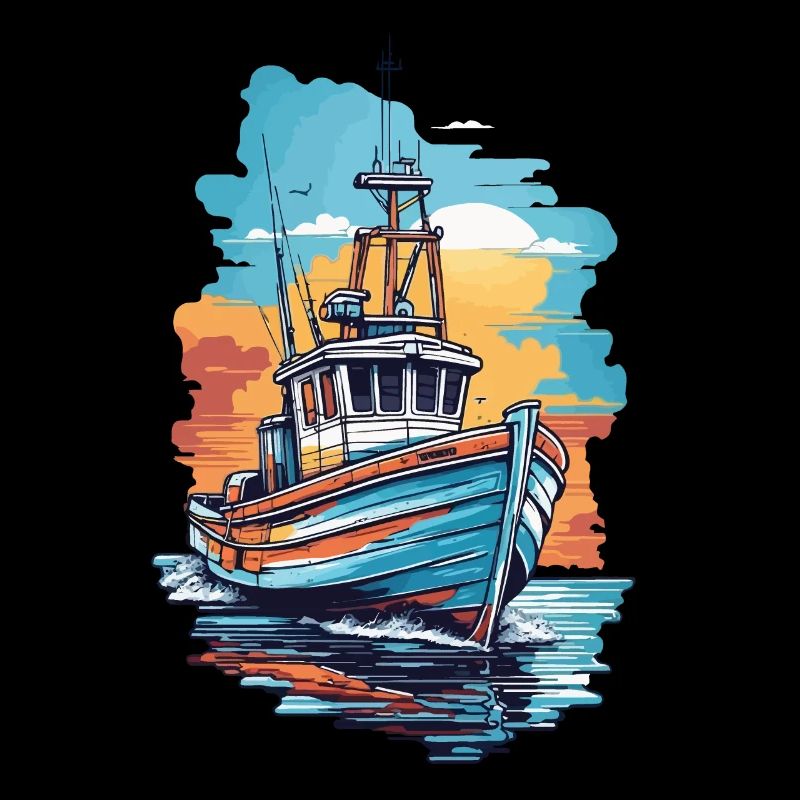 Pêche Bateau de pêche Bateau sur la haute mer Pêcheur