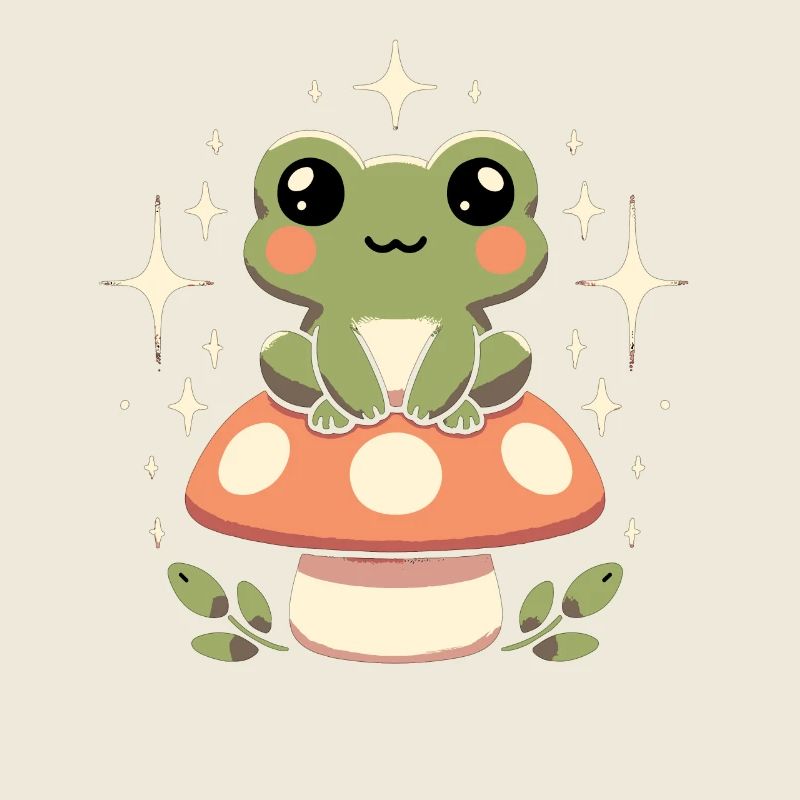 Cottagecore Aesthetic Mushroom Frog