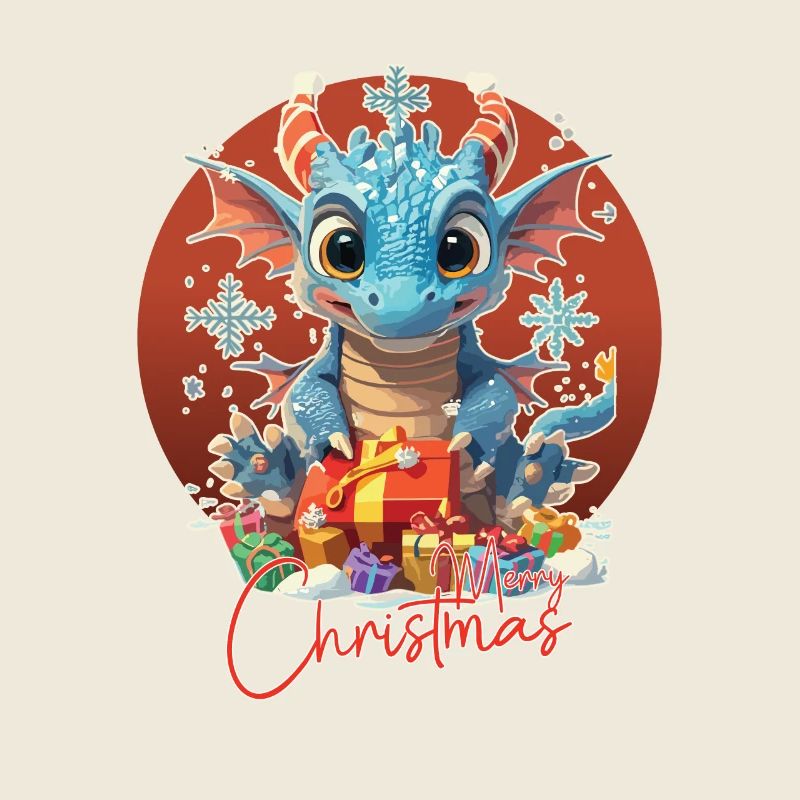 Frohe Weihnachten - Blauer Drache - Geschenk