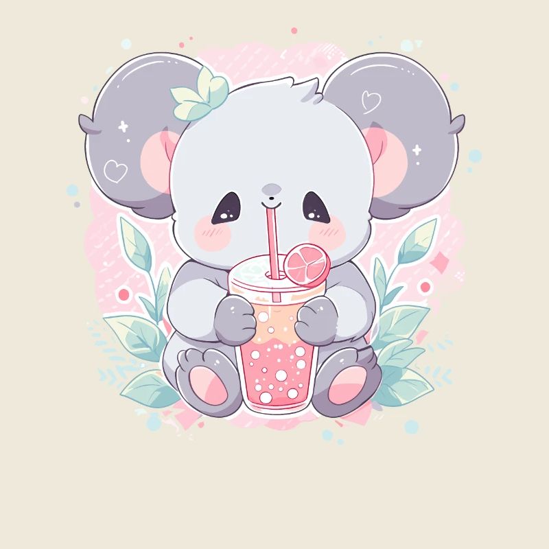 Kawaii Koala Boissons Boba Bubble Tea Chibi