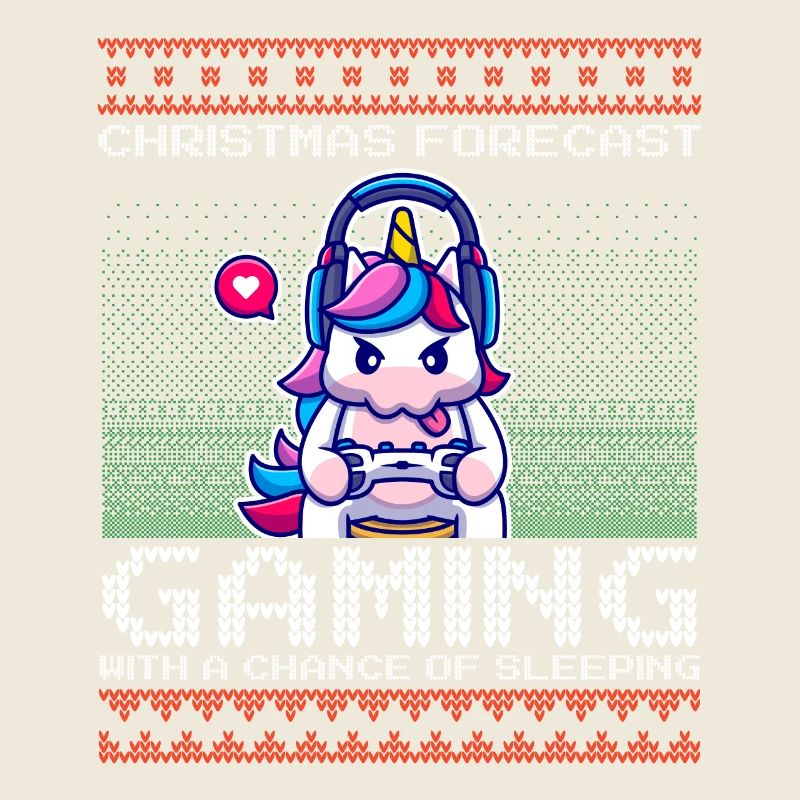Funny Christmas Forecast Gaming Einhorn Ugly Xmas