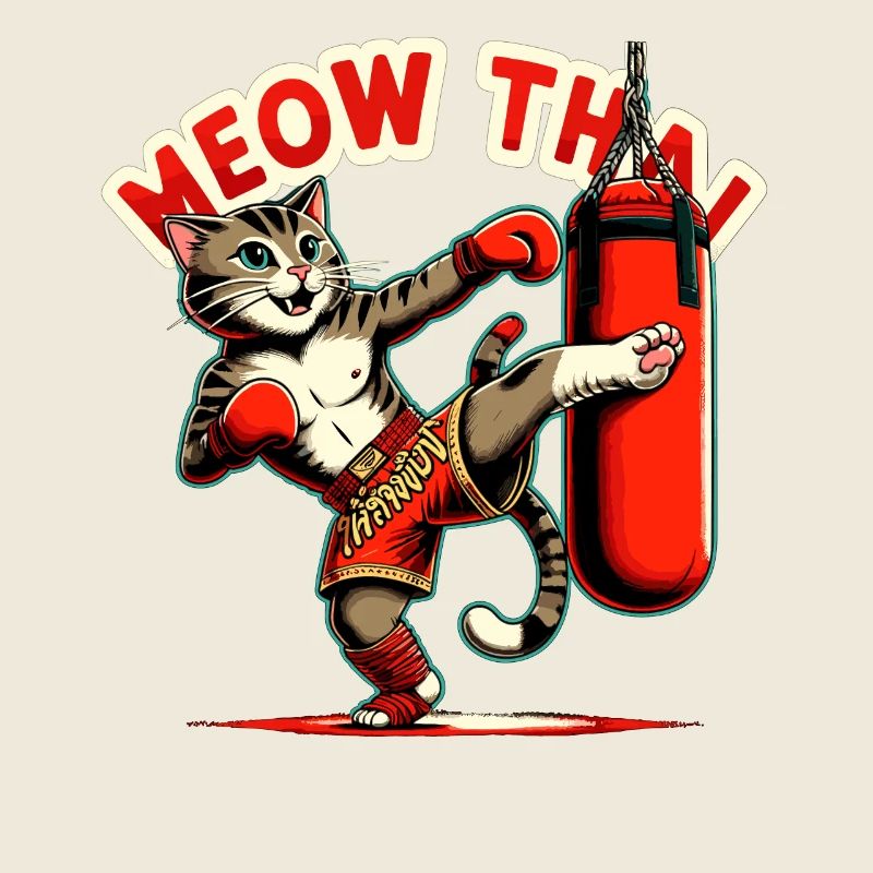 Muay Thai Kampfkunst Katze Miau Thai Thai Boxen