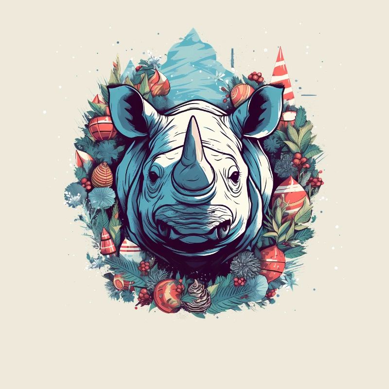 Rhino mit Xmas Elements, Love Rhinos