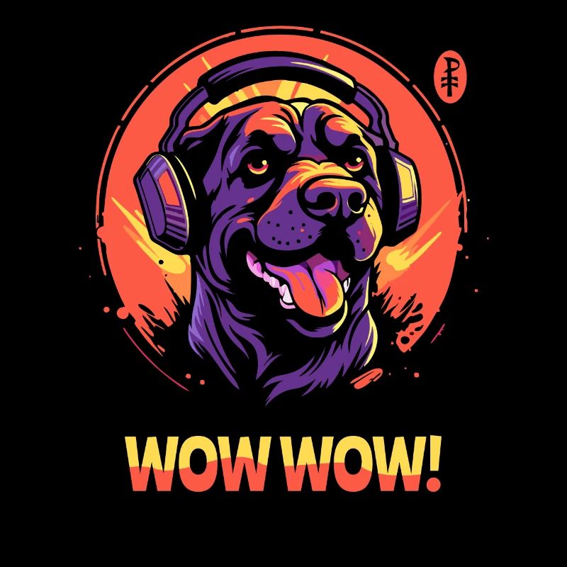 Wow Wow Musik mit Kopfhörer-Hund