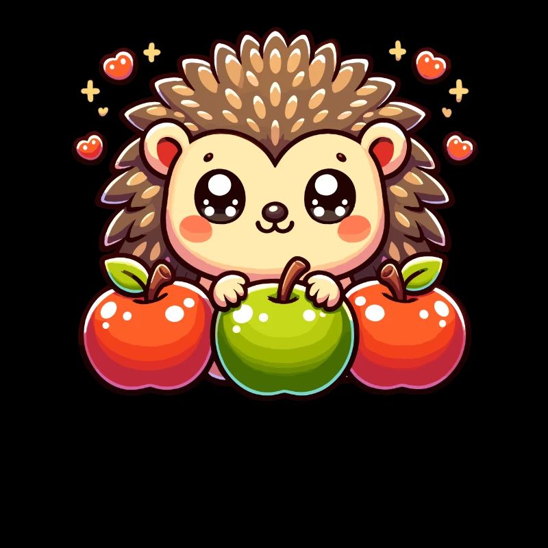 Hérisson avec des pommes Design Nature Unique