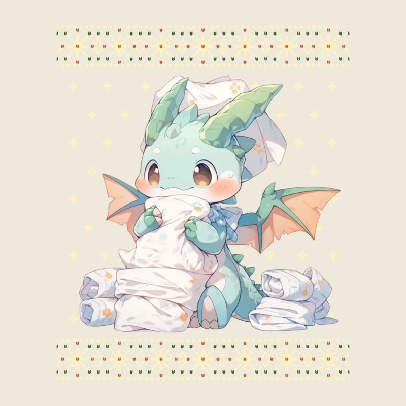 Dragon kawaii dans le style pull de Noël moche