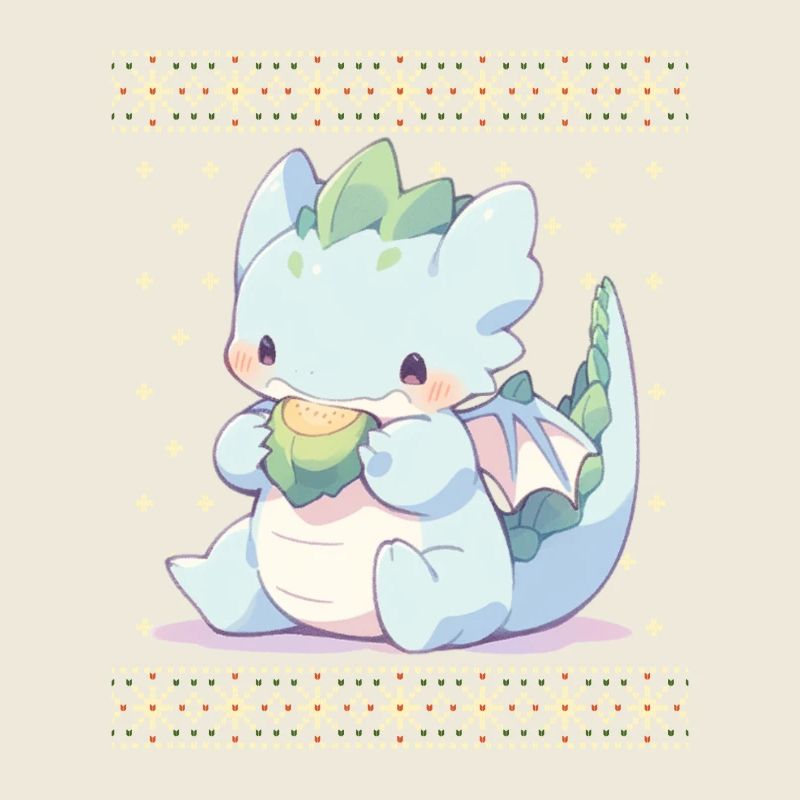 Dragon kawaii dans le style pull de Noël moche