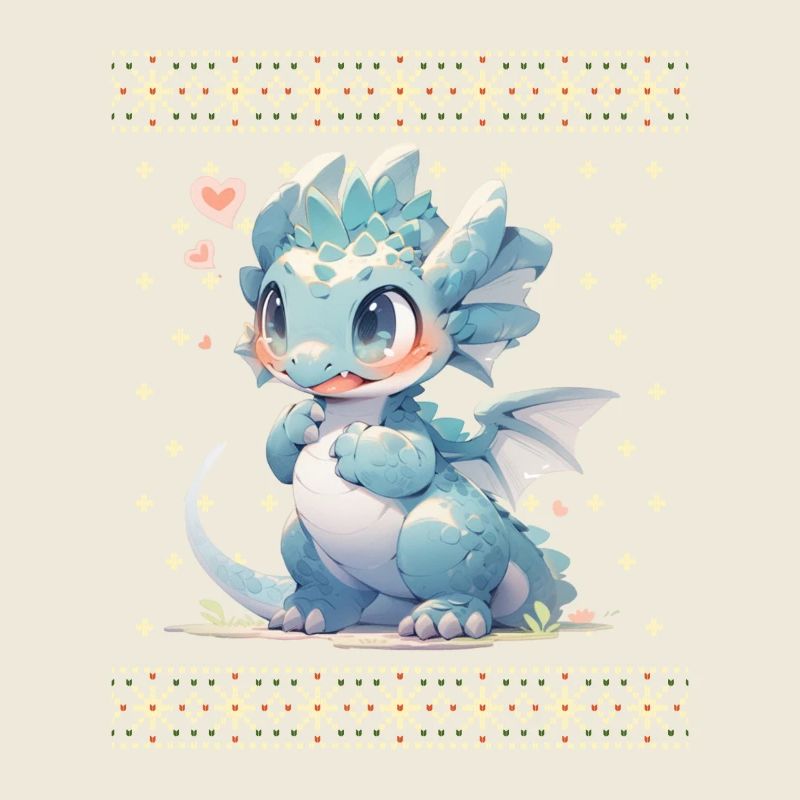 Dragon kawaii dans le style pull de Noël moche