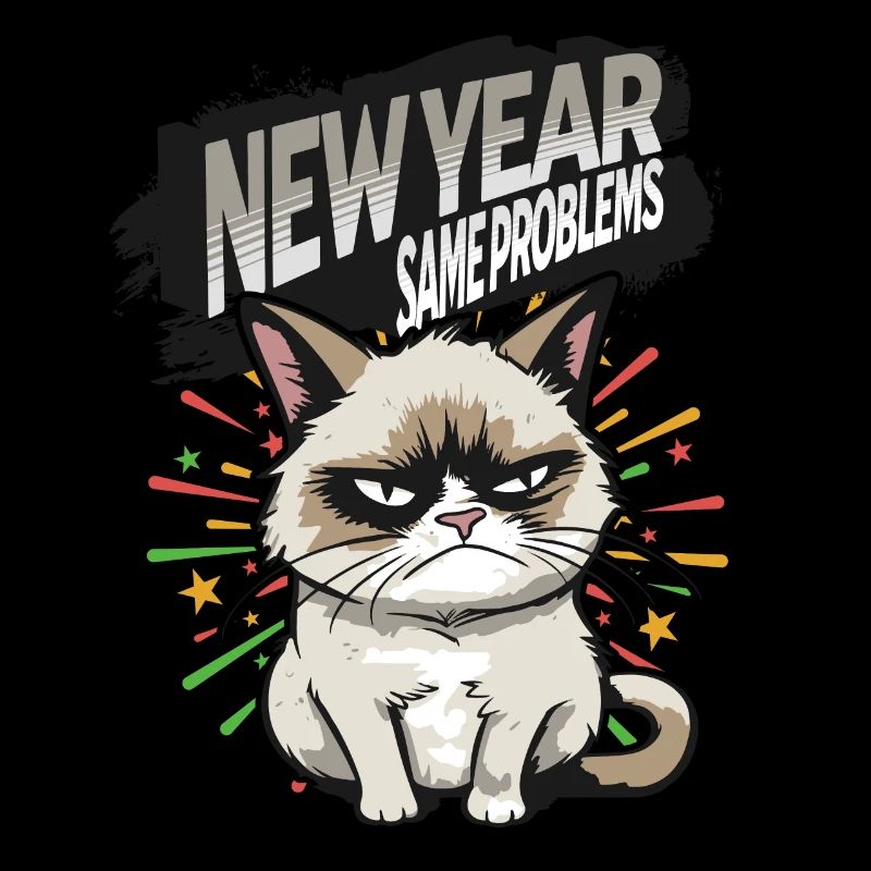 Same Problems - Angry Cat Happy New Year Pajamas