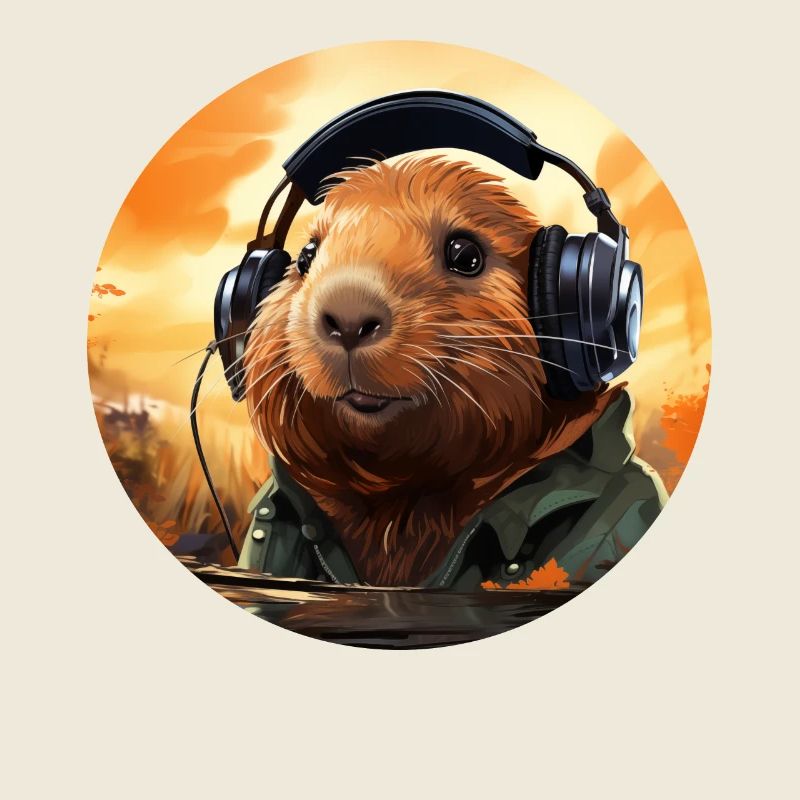Lustiges Capybara, Wasserschwein mit Kopfhörer