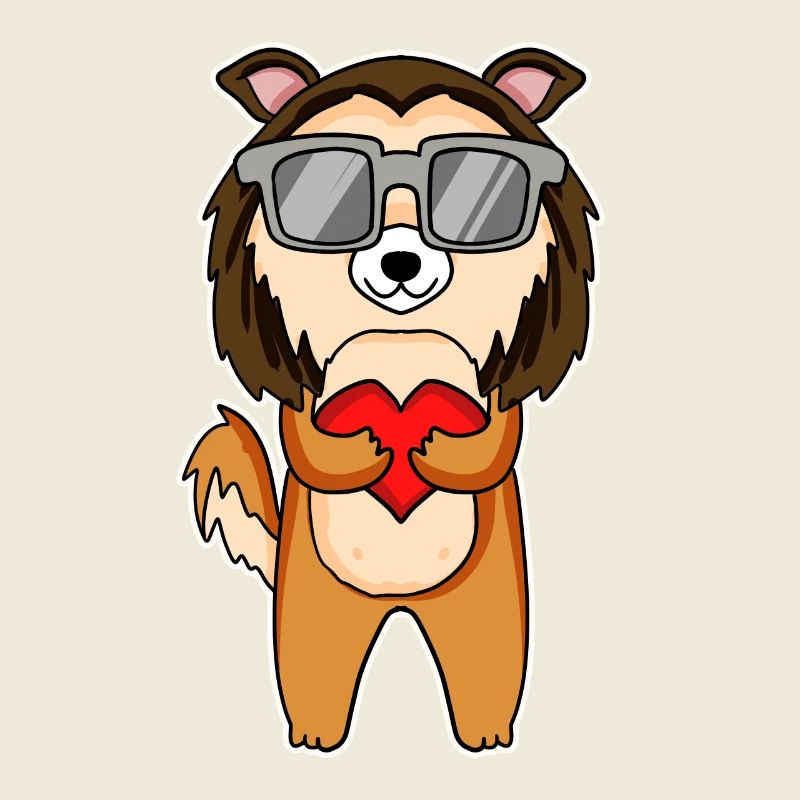 Hund mit Herz und Brille