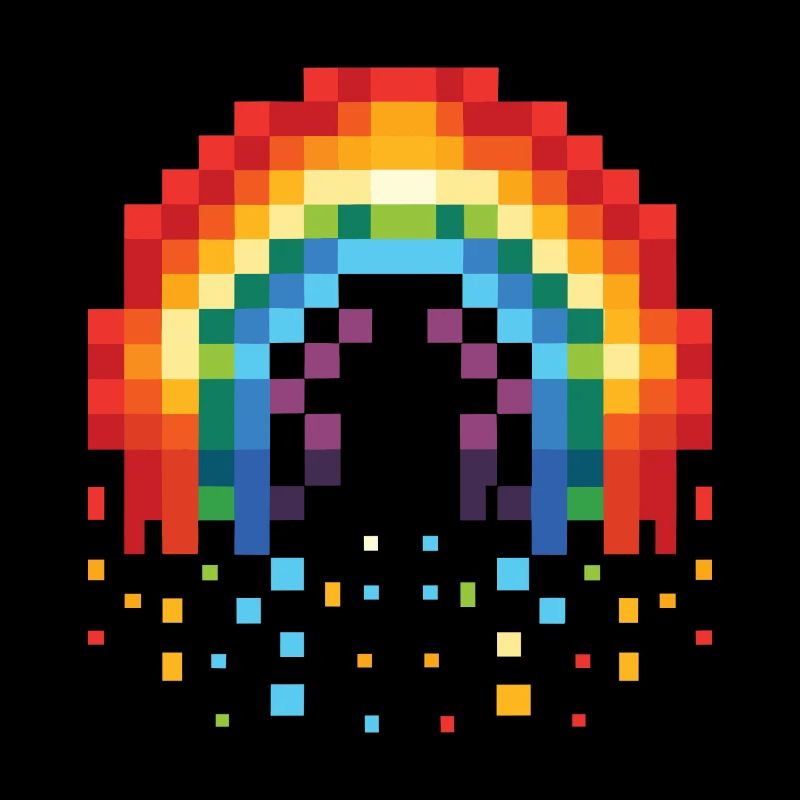 Pixel Art Rainbow 8-Bit Retro