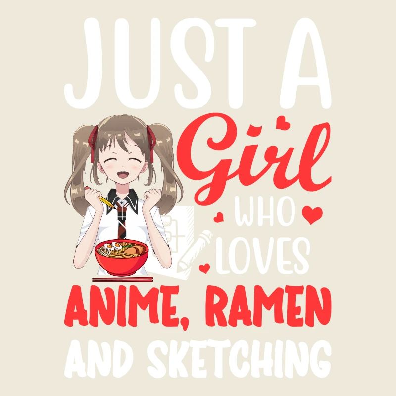 Einfach ein Mädchen, das Anime, Ramen und Zeichnen
